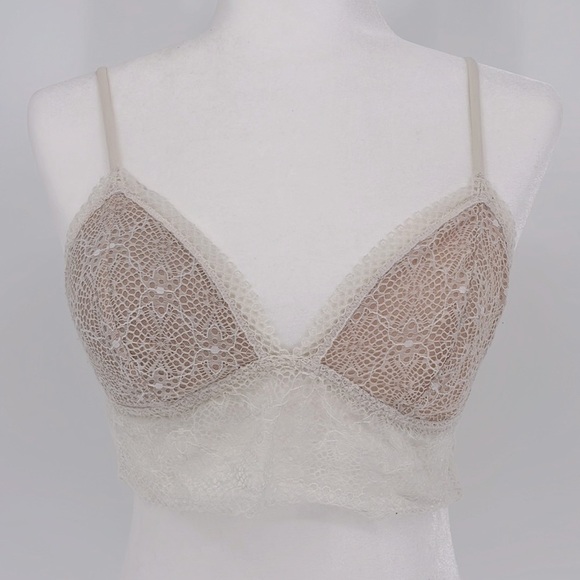 Victoria’s Secret Lace Bralette Cream and White Size Large - Picture 2 of 10